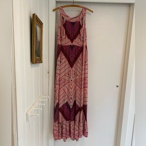 Free People Boho Maxi Dress in Pink & Purple Print